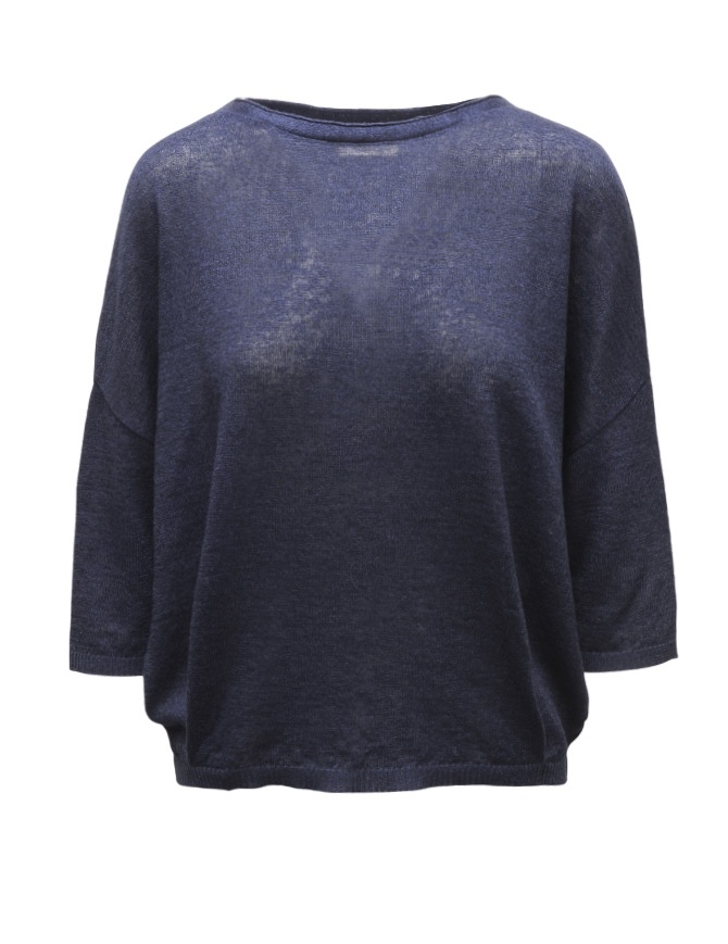 Ma'ry'ya T-shirt a maglia con maniche a tre quarti blu navy YSK076 NAVY F7 Ma'ry'ya T-shirt a maglia con maniche a tre quarti blu navy YSK076 NAVY F7 maglieria donna online shopping