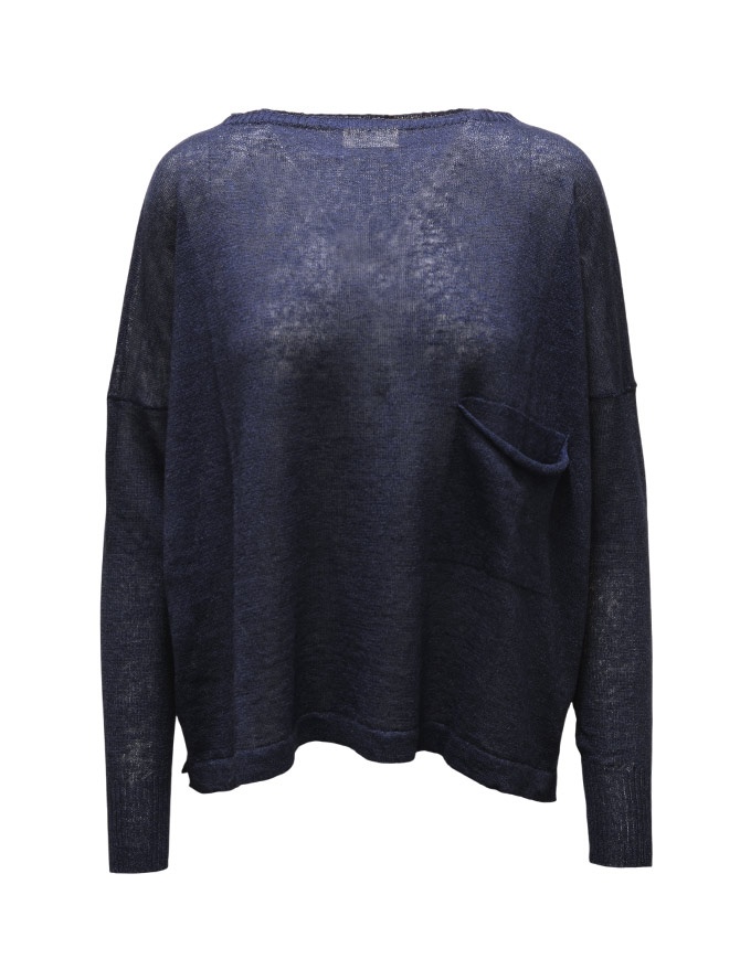 Ma'ry'ya maglia boxy blu navy in lino e cotone YSK070 NAVY F7 Ma'ry'ya maglia boxy blu navy in lino e cotone YSK070 NAVY F7 maglieria donna online shopping