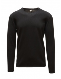 Maglieria uomo online: Label Under Construction maglia in cotone nero maniche lunghe