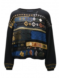 M.&Kyoko pullover nero a righe multifantasia BFA27405WA BLACK 81 ordine online