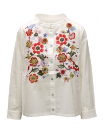 M.& Kyoko blusa bianca con fiori colorati ricamati BFA01478WA WHITE 01 ordine online
