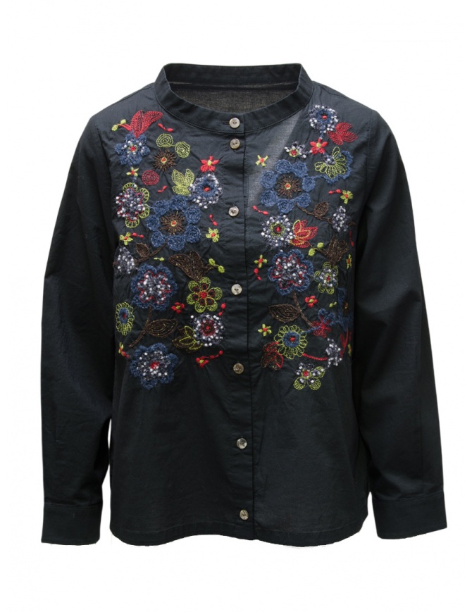 M.& Kyoko blusa nera con fiori ricamati colorati BFA01478WA BLACK 81 M.& Kyoko blusa nera con fiori ricamati colorati BFA01478WA BLACK 81 camicie donna online shopping