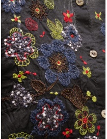 M.& Kyoko blusa nera con fiori ricamati colorati