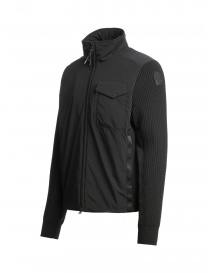 Parajumpers Steel River black hybrid jacket with fabric sleeves mens jackets Parajumpers Steel River black hybrid jacket with fabric sleeves mens jackets buy online