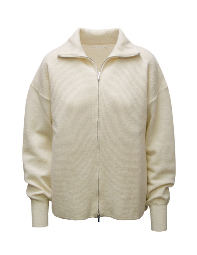Ma'ry'ya milk-white wool zip-up cardigan YTK076 E1 WHITE Ma'ry'ya milk-white wool zip-up cardigan YTK076 E1 WHITE womens cardigans online shopping