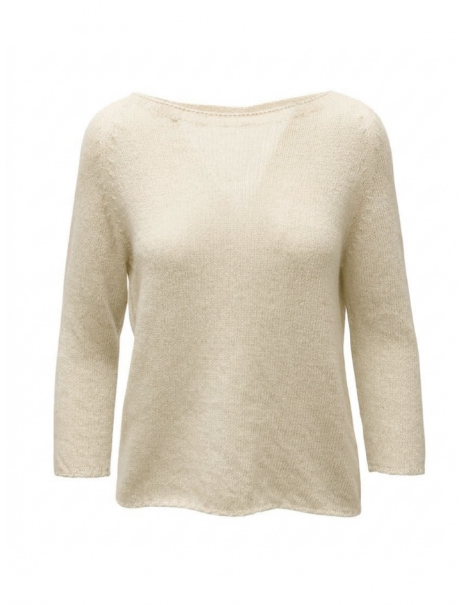 Ma'ry'ya maglia in cashmere e cammello bianco naturale YTK021 D1 WHITE Ma'ry'ya maglia in cashmere e cammello bianco naturale YTK021 D1 WHITE maglieria donna online shopping