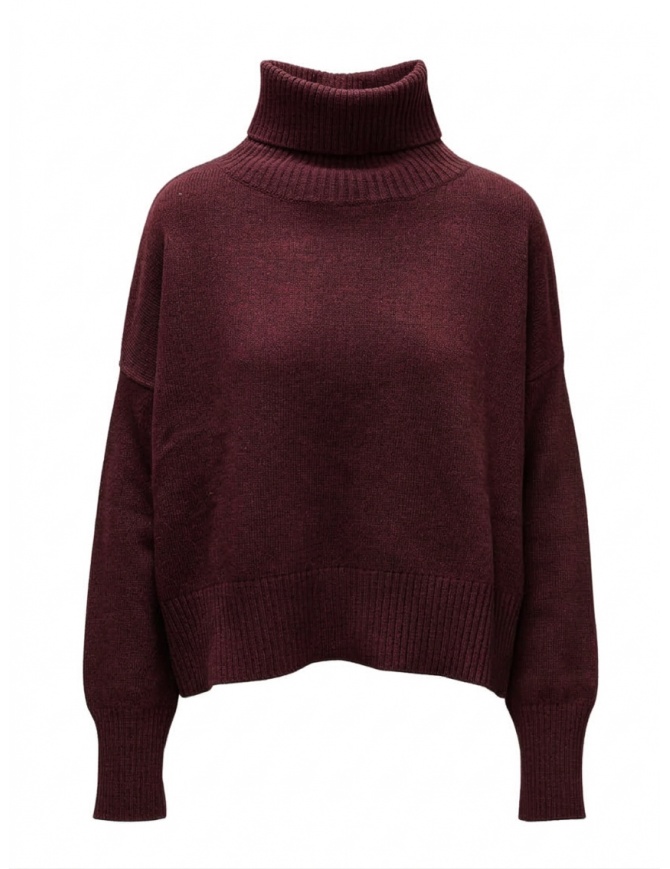 Ma'ry'ya pullover a collo alto in lana e cashmere rosso bordeaux YTK041 C11 BORDEAUX Ma'ry'ya pullover a collo alto in lana e cashmere rosso bordeaux YTK041 C11 BORDEAUX maglieria donna online shopping