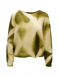 Suzusan green and white cashmere pullover sweater online