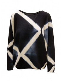Suzusan black cashmere pullover with beige print online