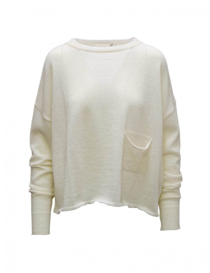 Ma'ry'ya milky white wool boxy sweater YTK069 E1 WHITE Ma'ry'ya milky white wool boxy sweater YTK069 E1 WHITE women s knitwear online shopping