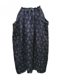 Vlas Blomme blue skirt with grey floral print online