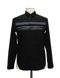 Mens shirts online: Black shirt Cy Choi with checked and polka dots band