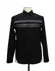 Camicia Cy Choi colore nero con fascia a quadri e pois scontati online