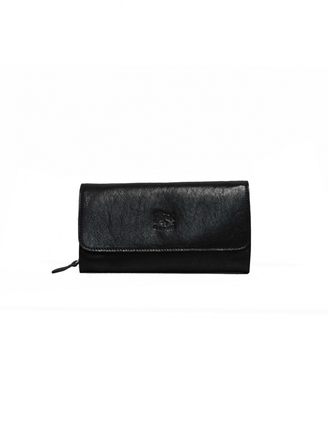 Il Bisonte Long Wallet with Zippers in Black Leather C0856..P 153NERO
