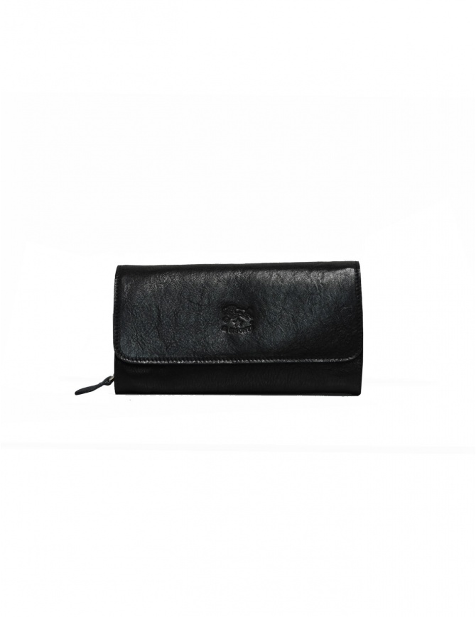 Il Bisonte Long Wallet with Zippers in Black Leather C0856..P 153NERO wallets online shopping