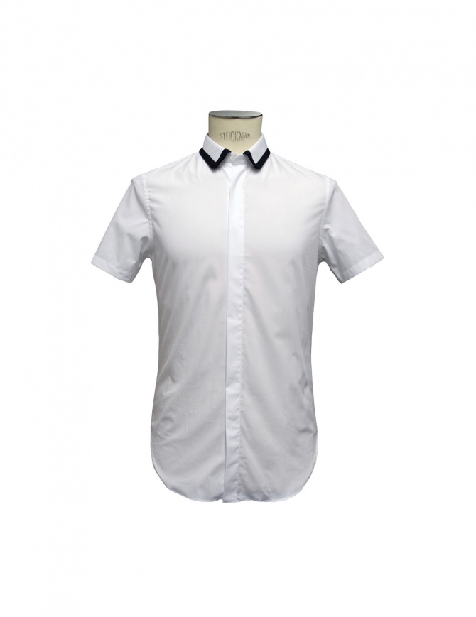 Shirt CY CHOI short sleeves with knitted collar CA55502AWH00 WHITE mens shirts online shopping