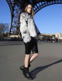 Utzon balck and white lamb fur jacket