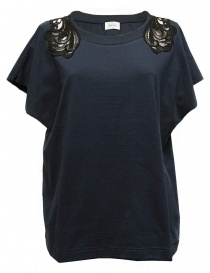 Women s knitwear online: Harikae navy short sleeved sweater